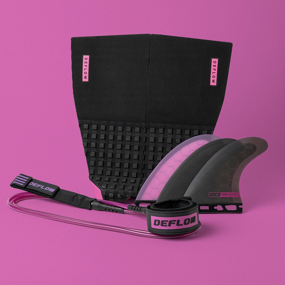 Deflow 2 Piece pad black deck grip for surfing with textured design.